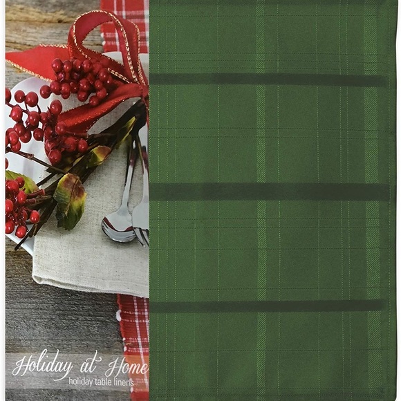 Holiday Tablecloth, 52 Inch x 52 Inch Square, Hunter Green - Picture 6 of 6
